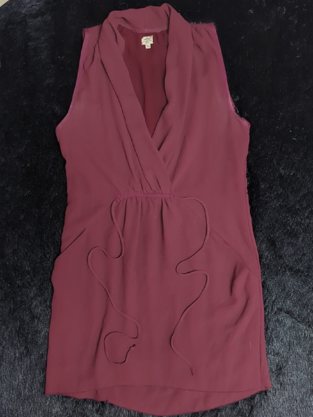 Wilfred Draped Sleeveless V-Neck Mini Dress - Burgundy Plum